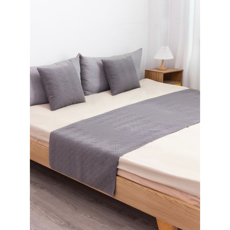 GENERICO - Piecera de cama plush (Gris) 2 plazas/King  + 2 fundas de cojín