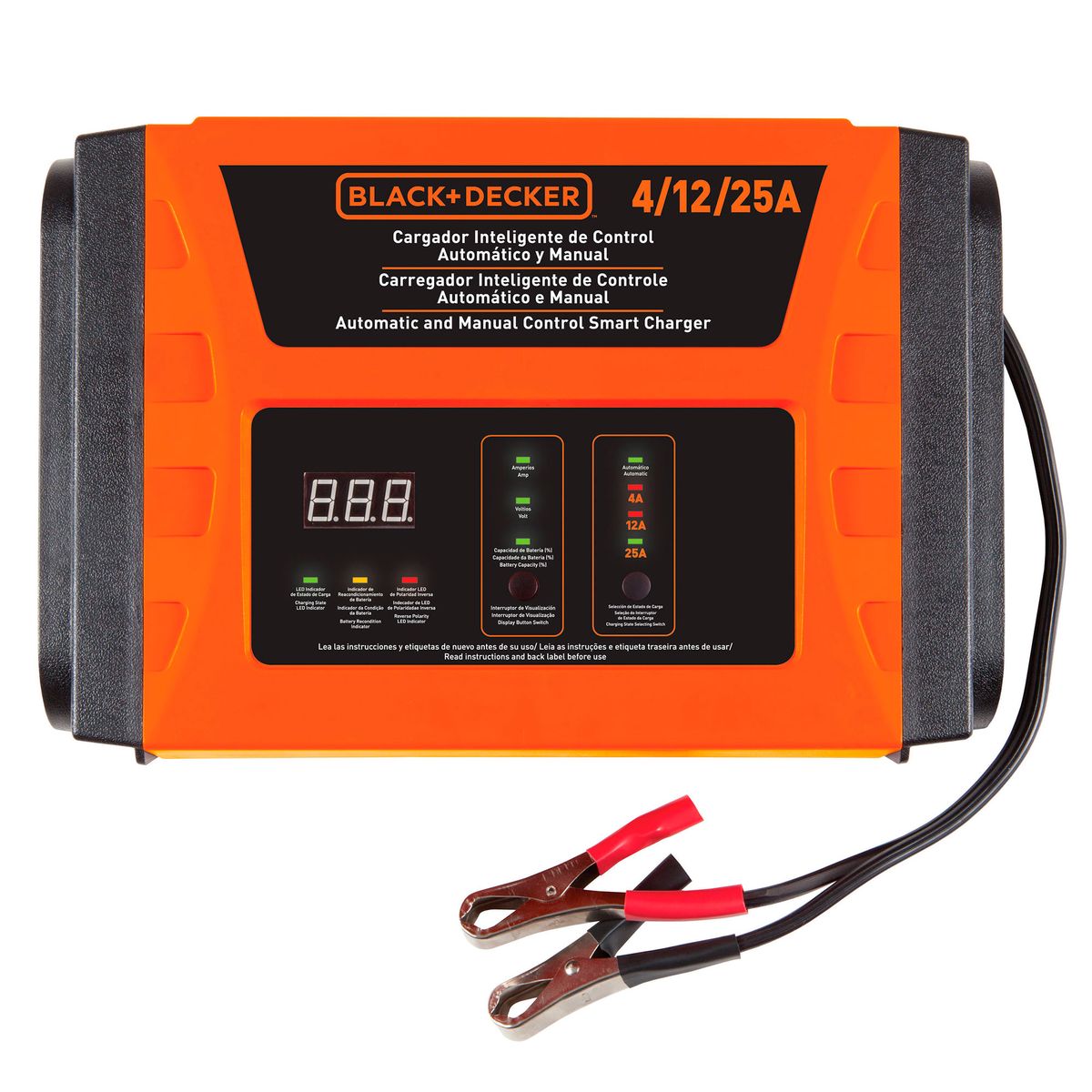 BLACK+DECKER - Cargador de baterías 4 / 12 / 25Amp BLACK+DECKER