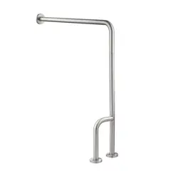GLOMED - Barra Seguridad Baño Muro-Piso 3 Apoyos Derecha Acero Inox MAXCARE