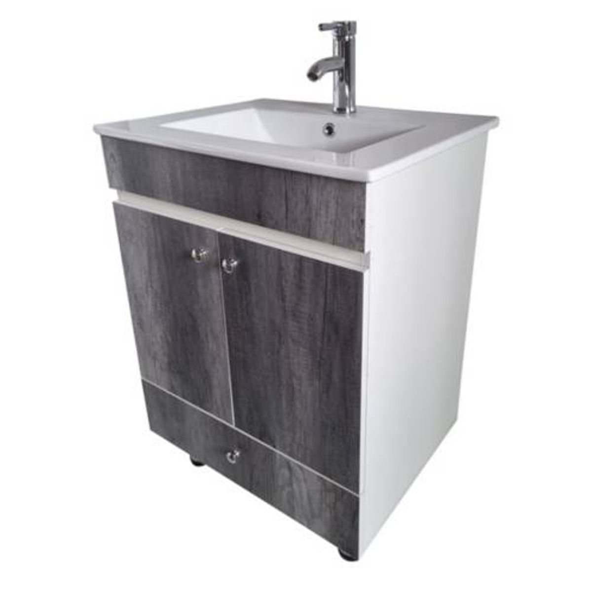 MODERN SPACE - Vanitorio Melamina 60x47cm Con Patas Loza Y Griferia