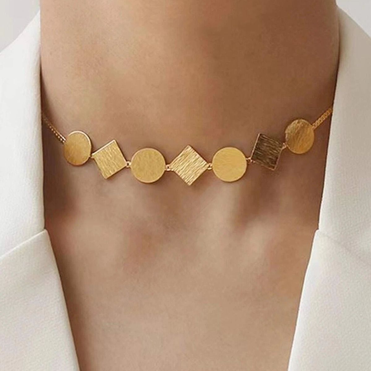 GENERICO - Collar Tipo Gargantilla de Acero Bañado en Oro 18K - Toscana Gold