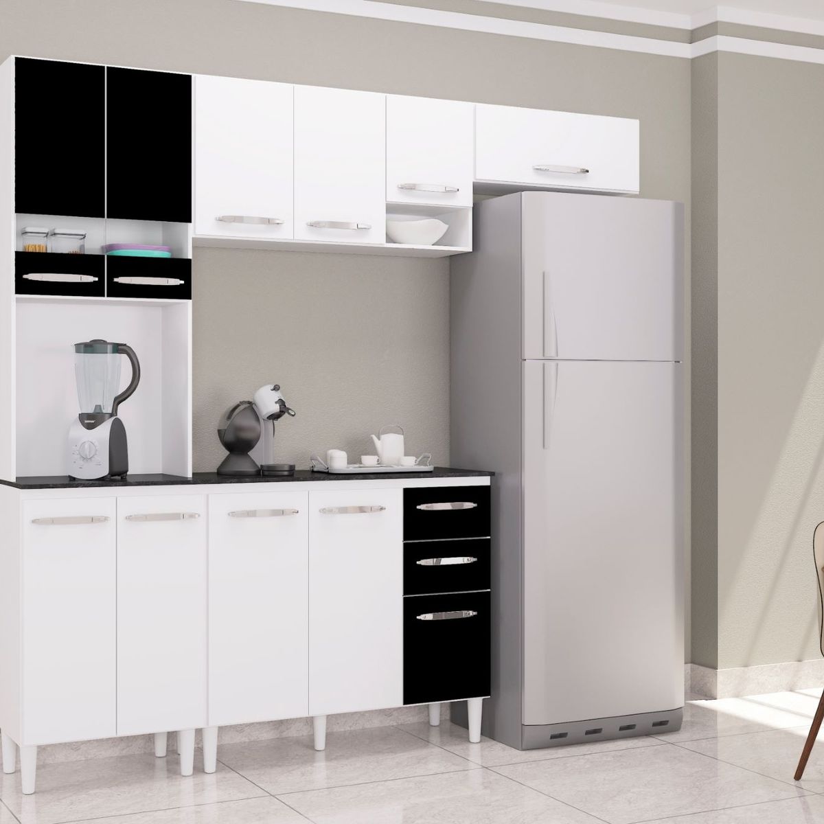 TAHUARI - Mueble de cocina Isadora blanconegro