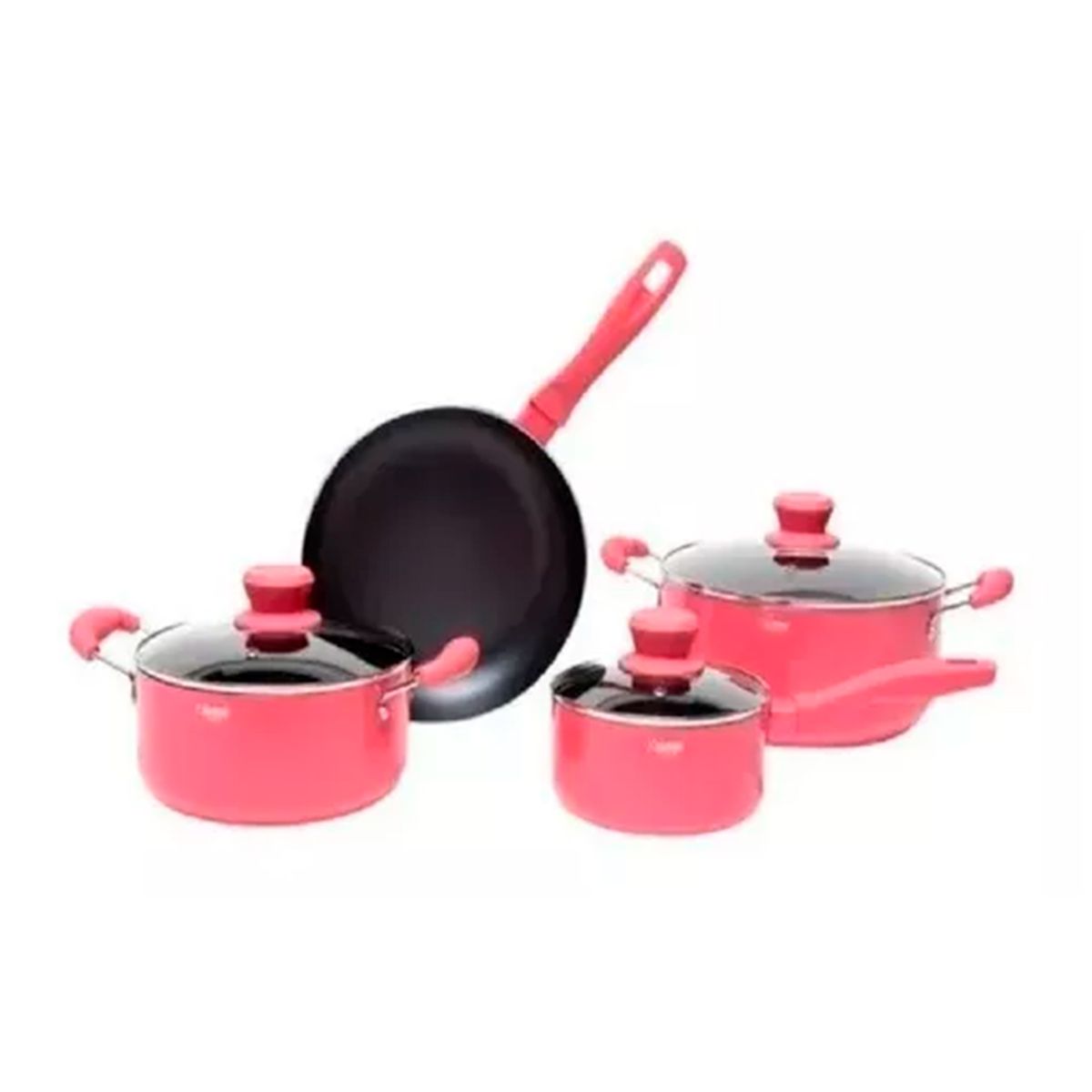 GENERICO - Set Ollas Batería 7pcs Titanium Antiadherente Rosa