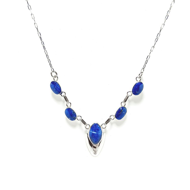 ANDREA COGGIOLA JOYAS - Collar Peto Óvalos Lapislázuli Plata Fina 950