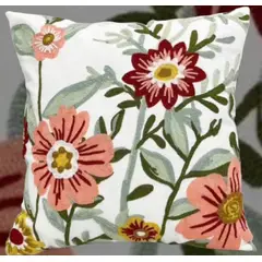 GENERICO - COJÍN BORDADO 45 CM X 45 CM FLORAL ROSADO