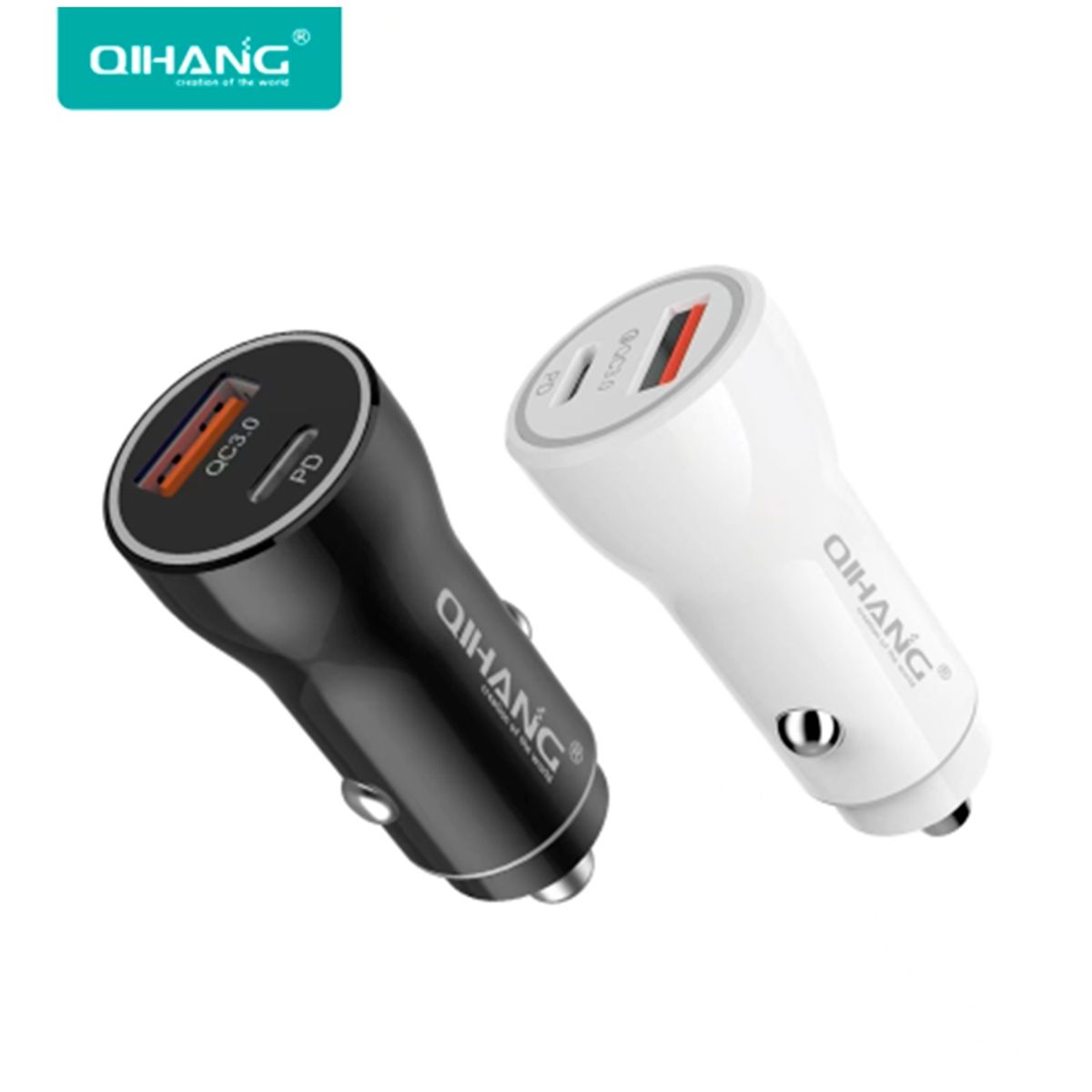 QIHANG - Cargador Para Autos Qihang 36w Pd + Qc 3.0 Puerto Dual