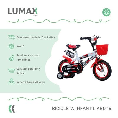 Imagen 2 del producto Bicicleta Infantil Aro 14 Color Rojo