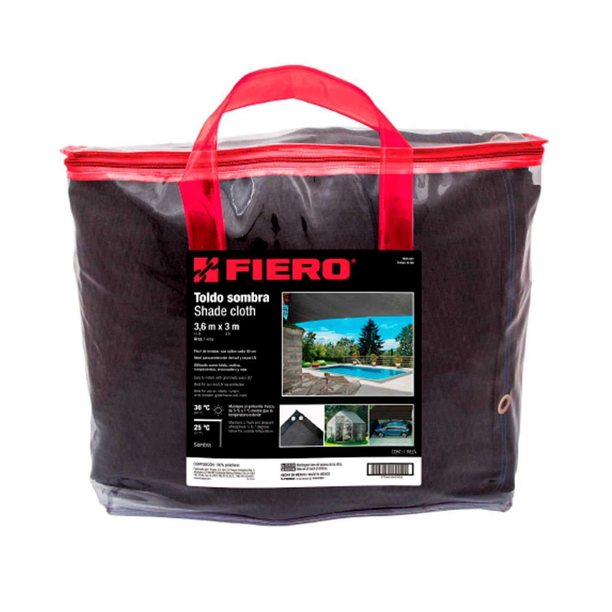 GENERICO - Toldo Polietileno 80 Sombra 36x3 Mt Negro Fiero Toso-803