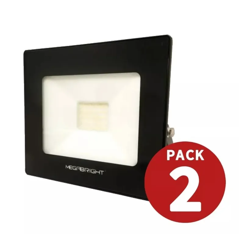 GENERICO - Foco Proyector Led 30w Exterior Pack 2 Unidades MEGABRIGHT LUZ FRIA