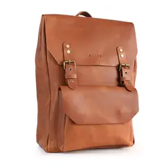 MILLAM - Mochila de Cuero Unisex Morral Notebook Cuero Café