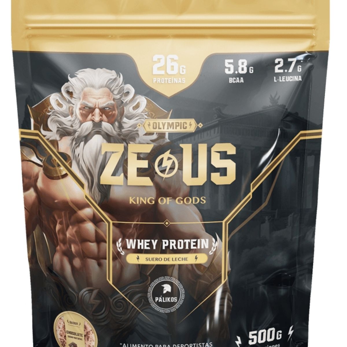 PALIKOS FITNESS - Proteina Zeus 500 g / sabor Chocolate / formato Doypack