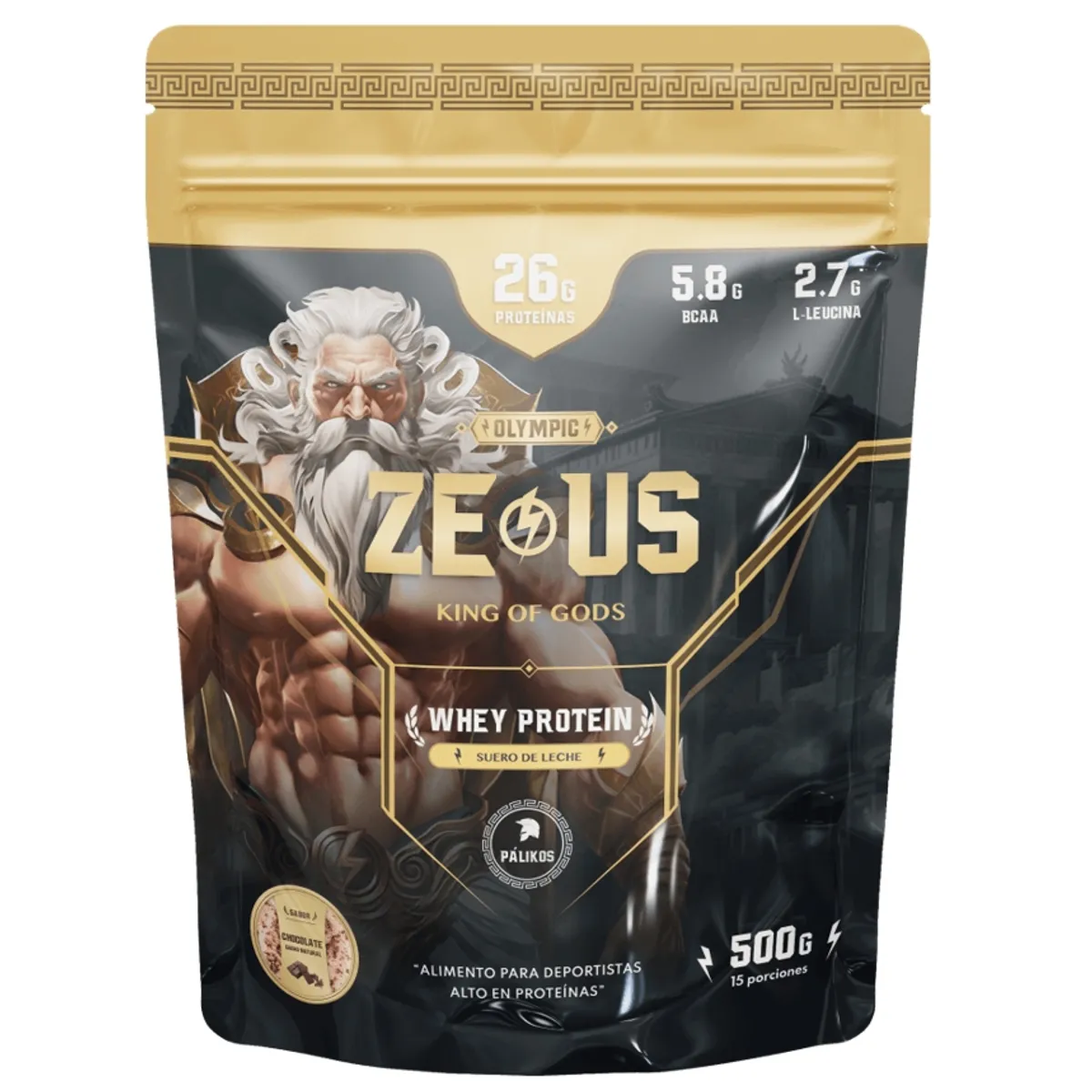 PALIKOS FITNESS - Proteina Zeus 500 g / sabor Chocolate / formato Doypack