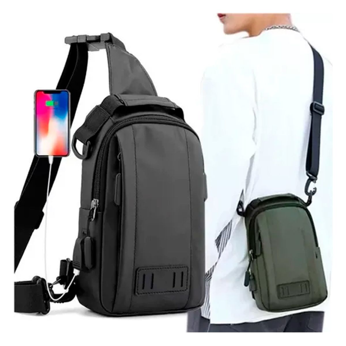 GENERICO - Bolso Banano De Moda Cruzado Carga Usb