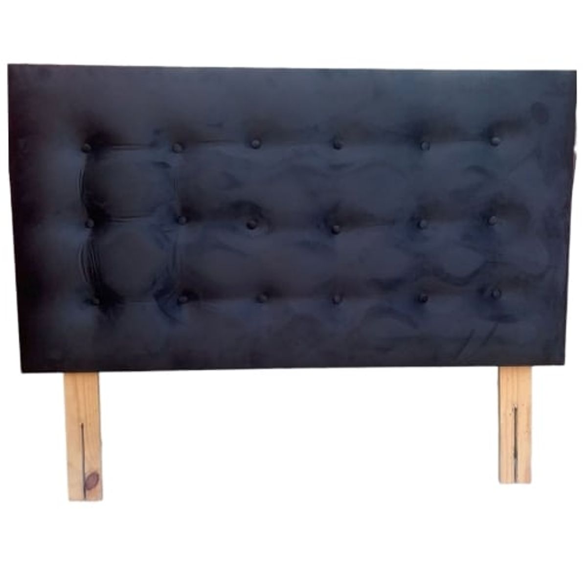 GENERICO - Respaldo Botoné Felpa negra 2 Plazas