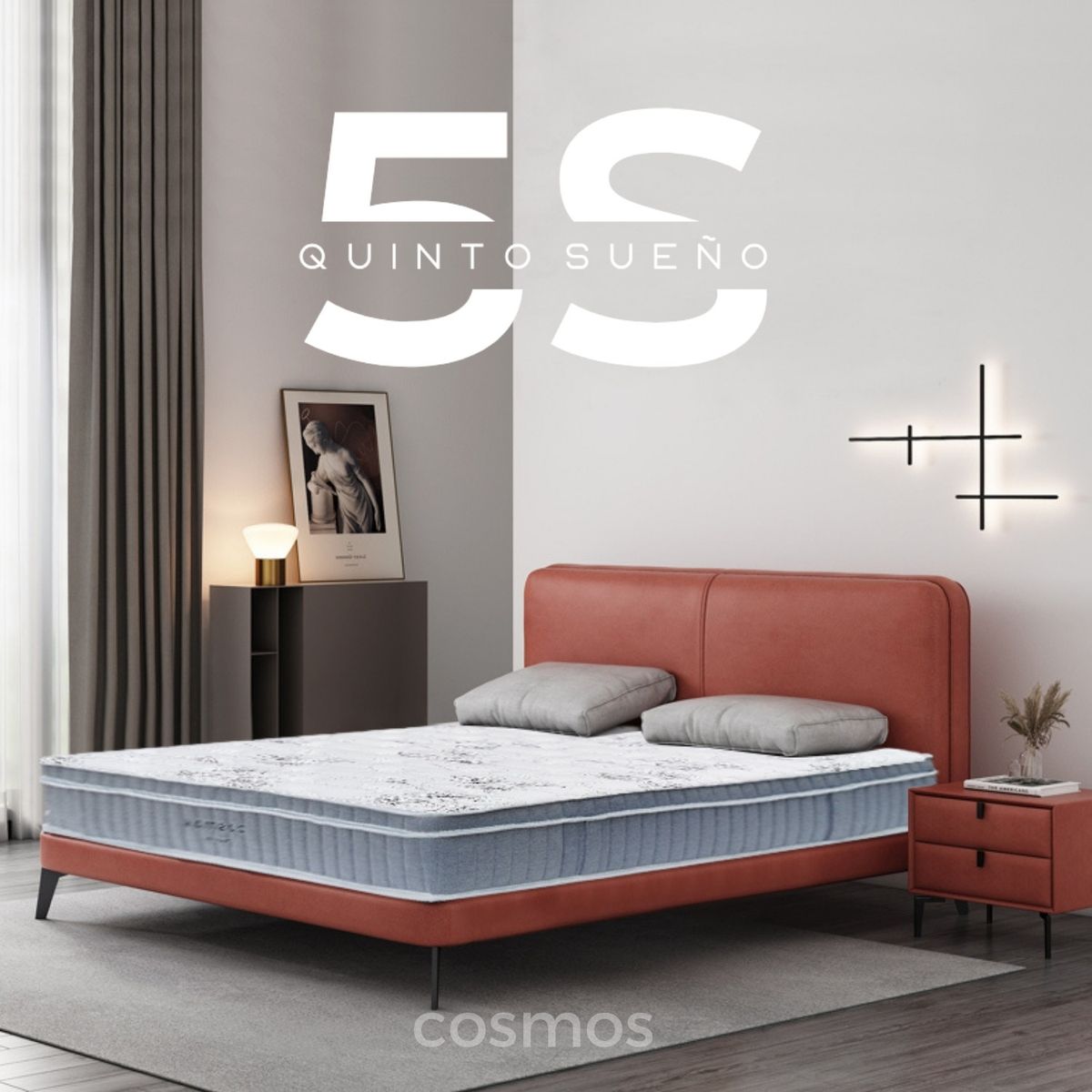 5 SUEÑO - Colchón 2 Plazas De Resortes 5° Sueño Cosmos 150x190x32cm +2 Almohadas