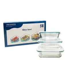 GENERICO - Set 3 Contenedores o tupper taper de vidrio con tapa