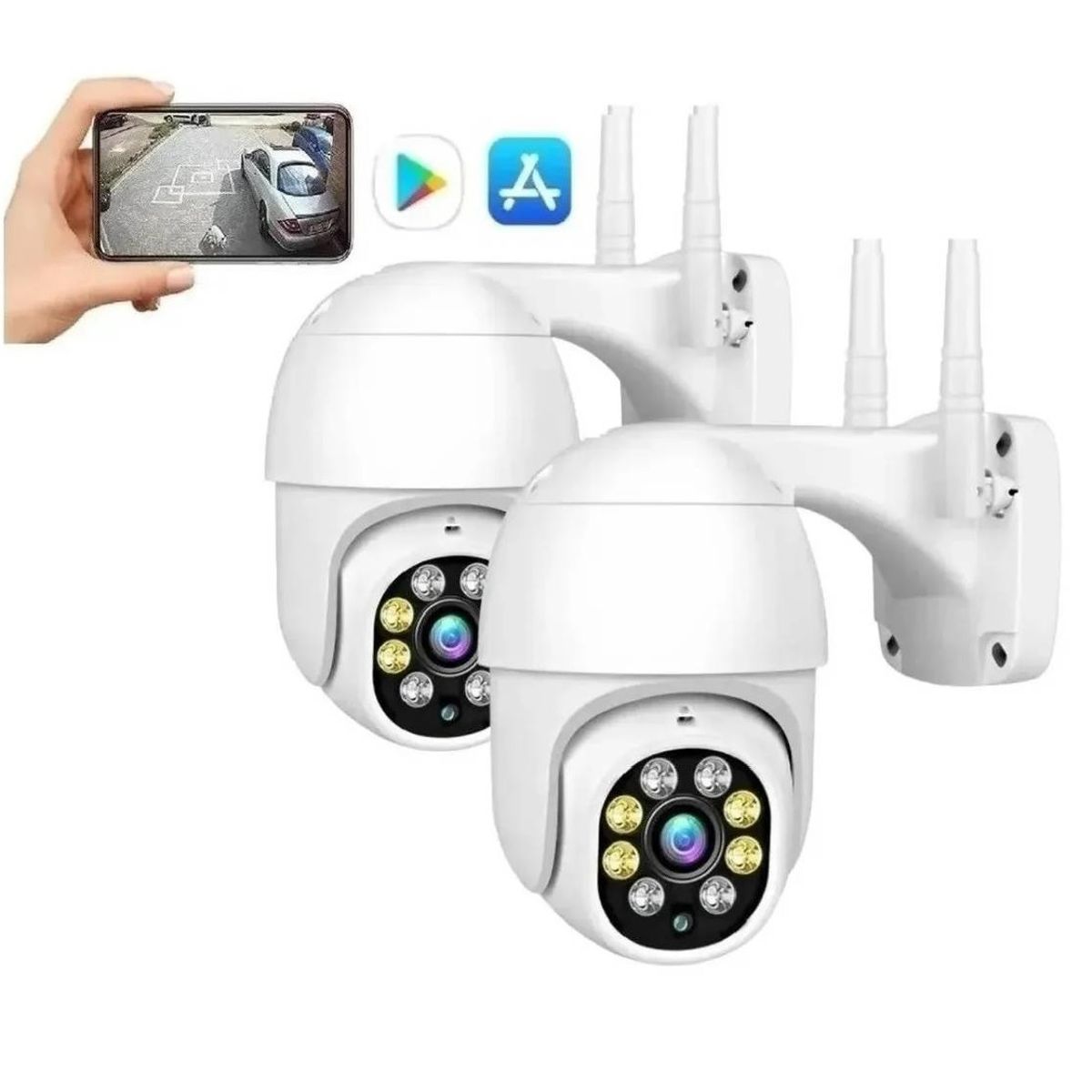 GENERICO - pack x2 Cámara Ip Movimiento Exterior Infrarrojo Impermeable Wifi Full Hd