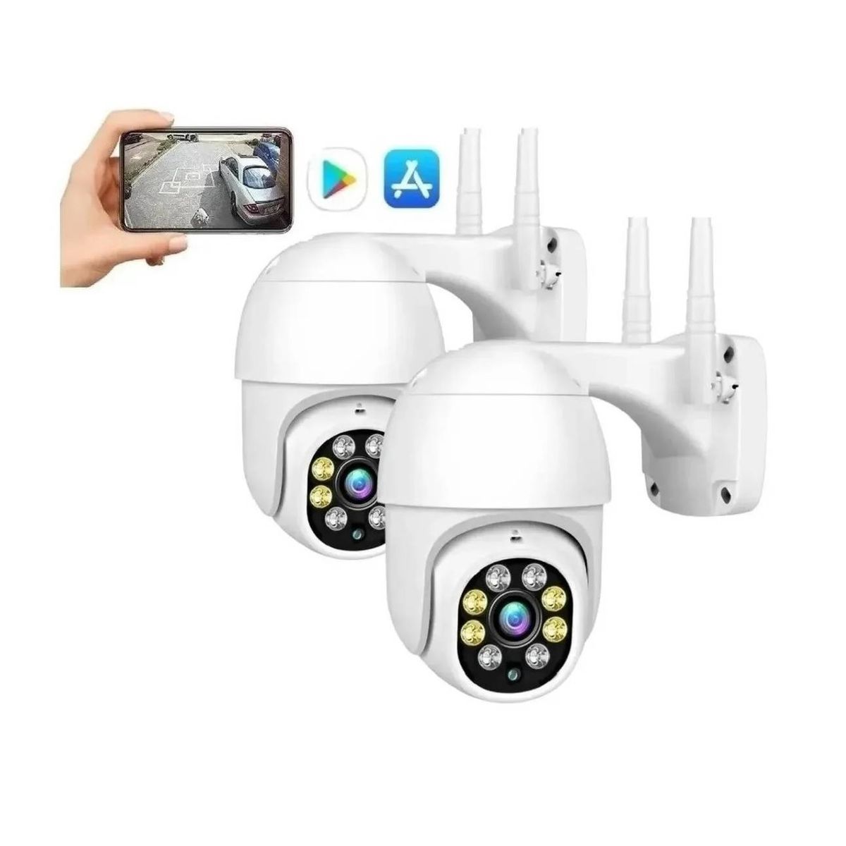 GENERICO - pack x2 Cámara Ip Movimiento Exterior Infrarrojo Impermeable Wifi Full Hd
