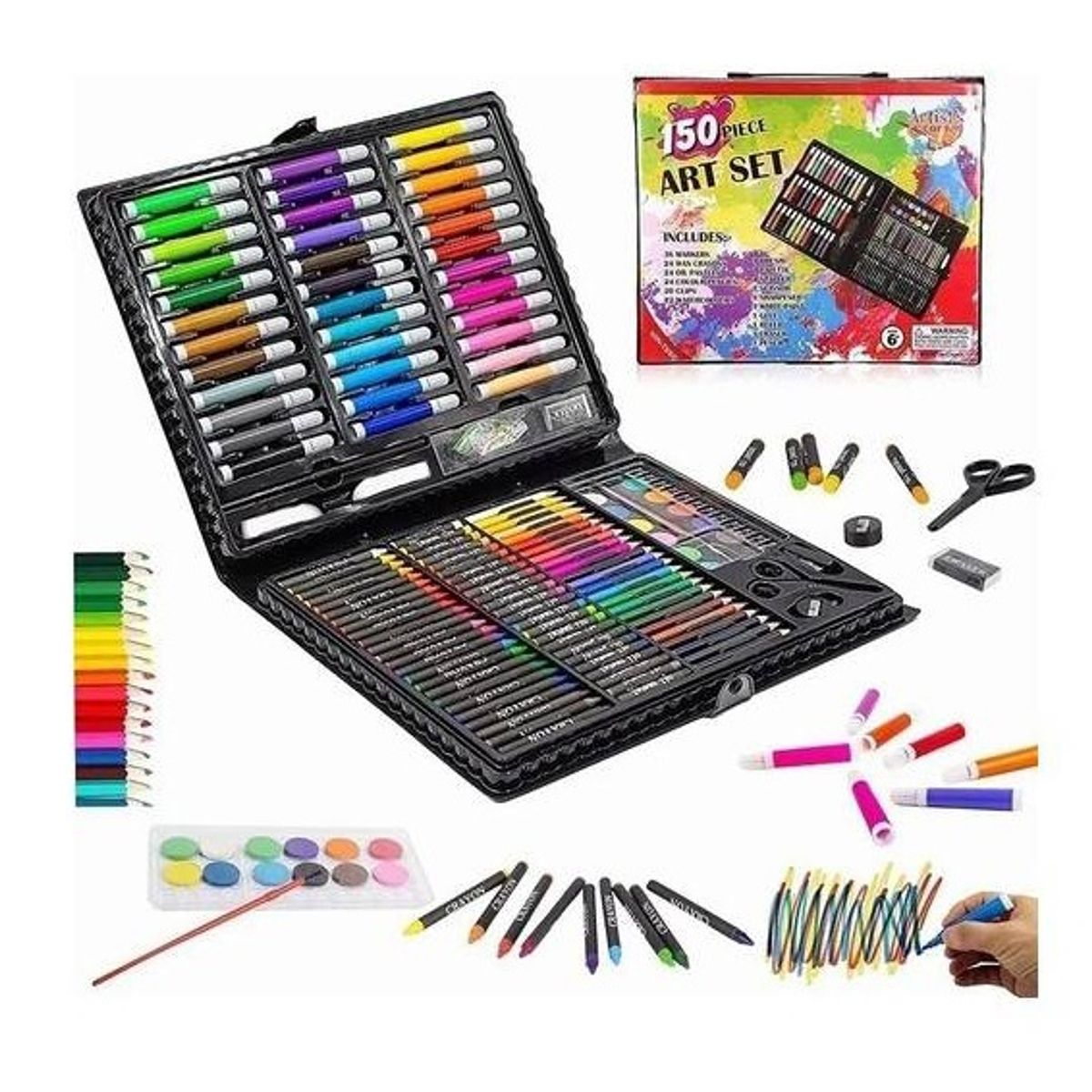 GENERICO - Set 150 Piezas Arte Dibujo Pintura Colorear Rosado