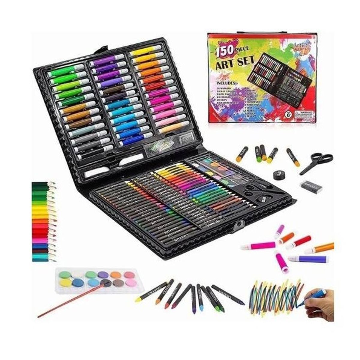 GENERICO - Set 150 Piezas Arte Dibujo Pintura Colorear Rosado