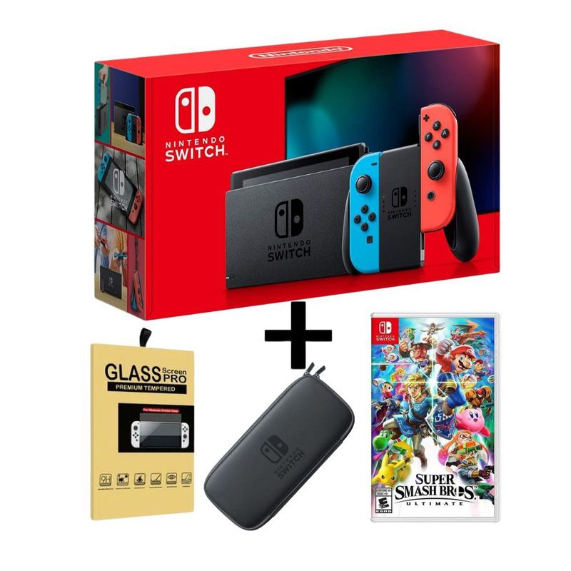 NINTENDO - Consola Nintendo Switch Neón v2 y Super Smash BrosUltimate