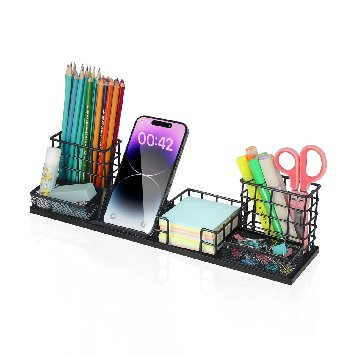 EVERSO - Pack 7 De Organización Oficina De Lápices De Metal Negro