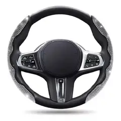 GENERICO - Funda Cubre Volante Para Auto Luxury Laterales 216047 Blanco