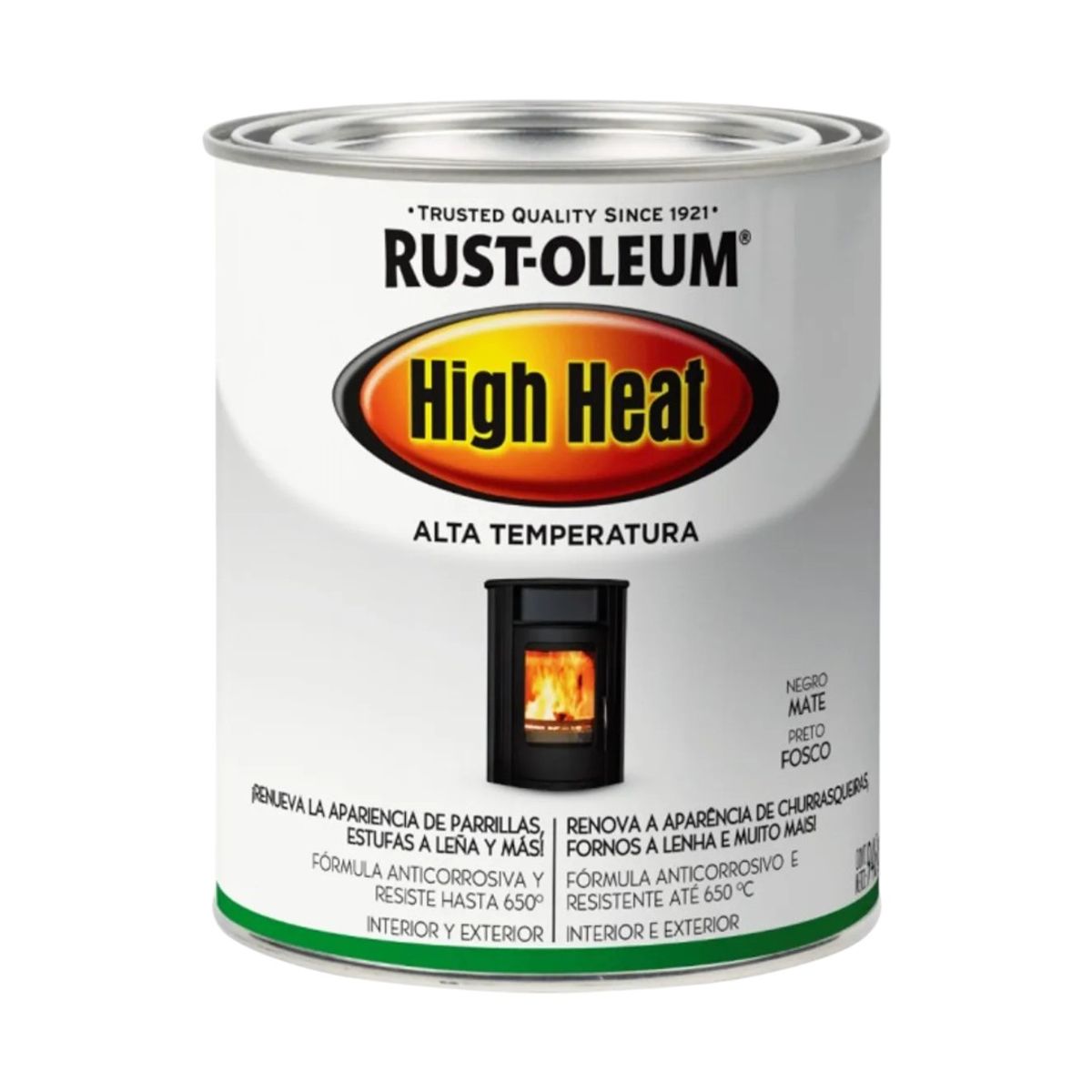 RUST OLEUM - Pintura brochable para altas temperaturas mate 475 gr negro