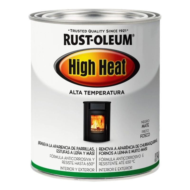 RUST OLEUM - Pintura brochable para altas temperaturas mate 340 gr negro