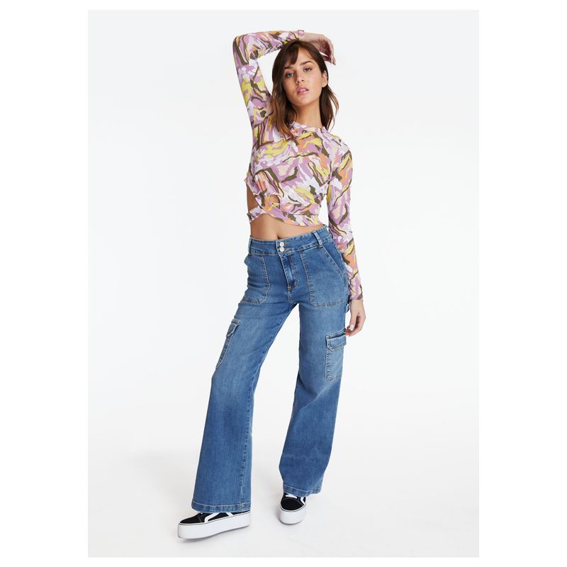EFESIS - Jeans Naos Palazzo Cargo Azul Efesis