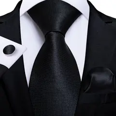 SONEC - Set Corbata Hombre Seda con Pañuelo Colleras Modelos Un Tono En Caja