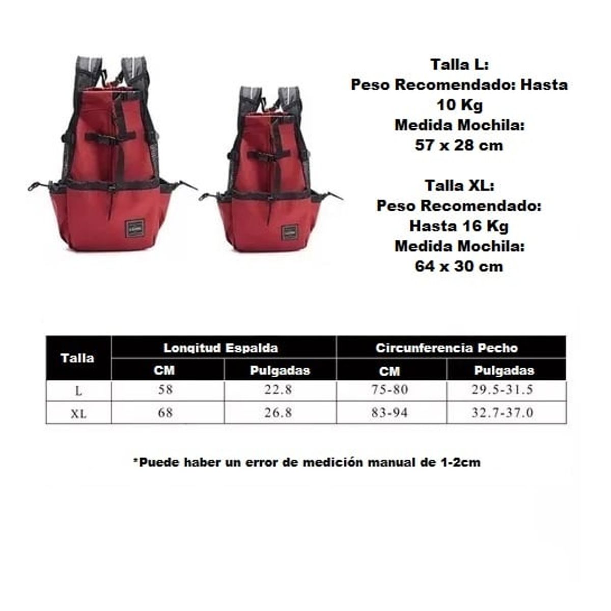 ZG STORE - Mochila Porta Perro Paseo Caminar Bicicleta Moto Talla 10kg