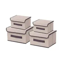 GENERICO - 4 Unidades Cajas Organizadoras De Tela Plegables Con Tapas