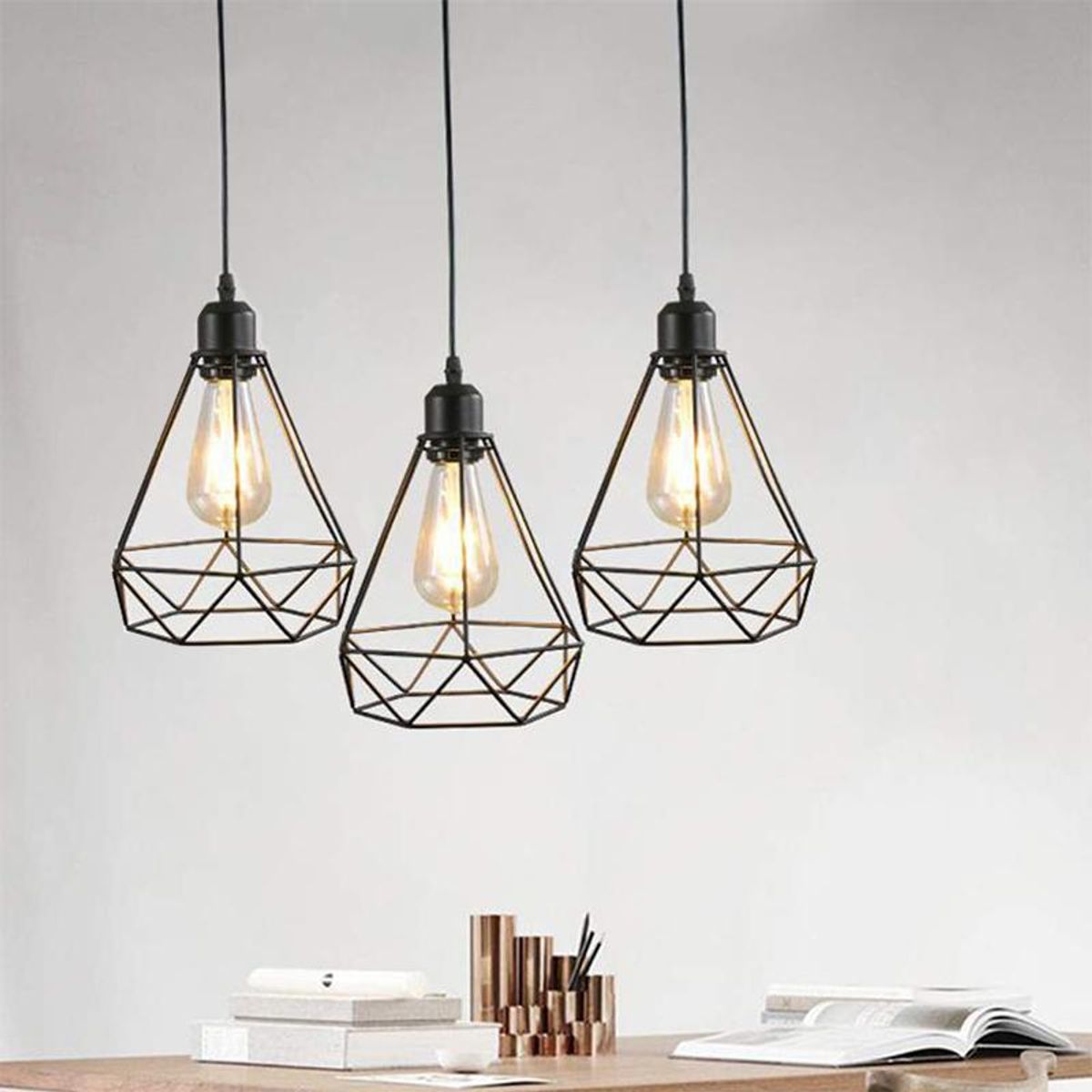 GENERICO - Lámpara Araña Colgante Diamante De Fierro 3 Niveles