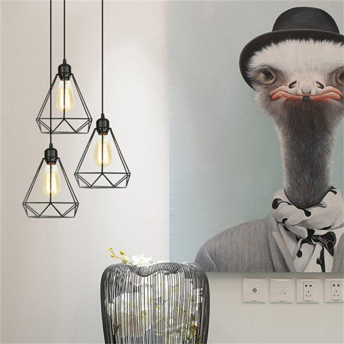 GENERICO - Lámpara Araña Colgante Diamante De Fierro 3 Niveles