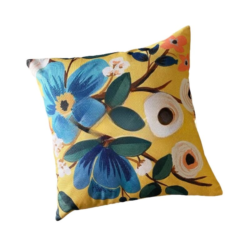 MANDIRHOME - Funda de Cojín Estampado Flores Amarillo Vintage