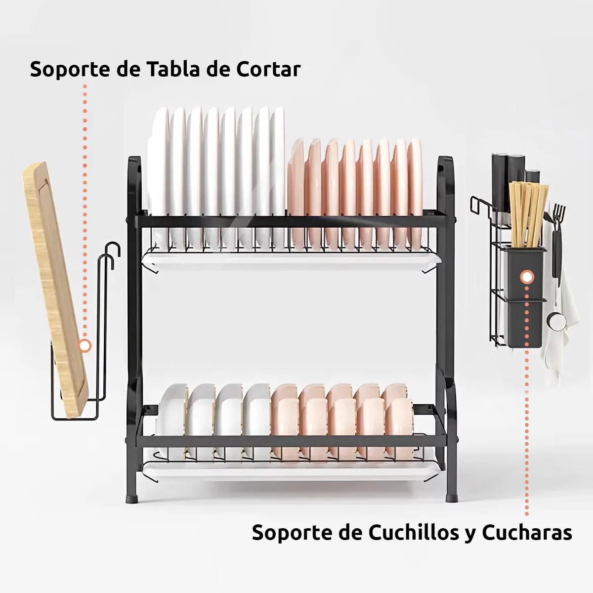 CHEFCHOICE - Secador Escurridor De Platos Loza Vajilla 2 Niveles Secaplato Cocina