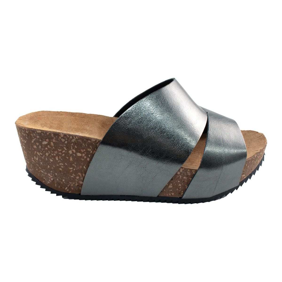 MAILEA - Sandalia asimetrica de cuero para mujer asfalto