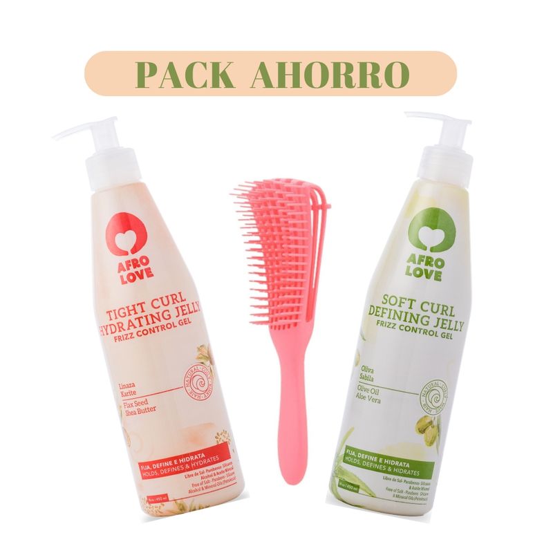 AFRO LOVE - PACK DEFINIDOR GELES DE AFRO LOVE CON CEPILLO DESENREDANTE
