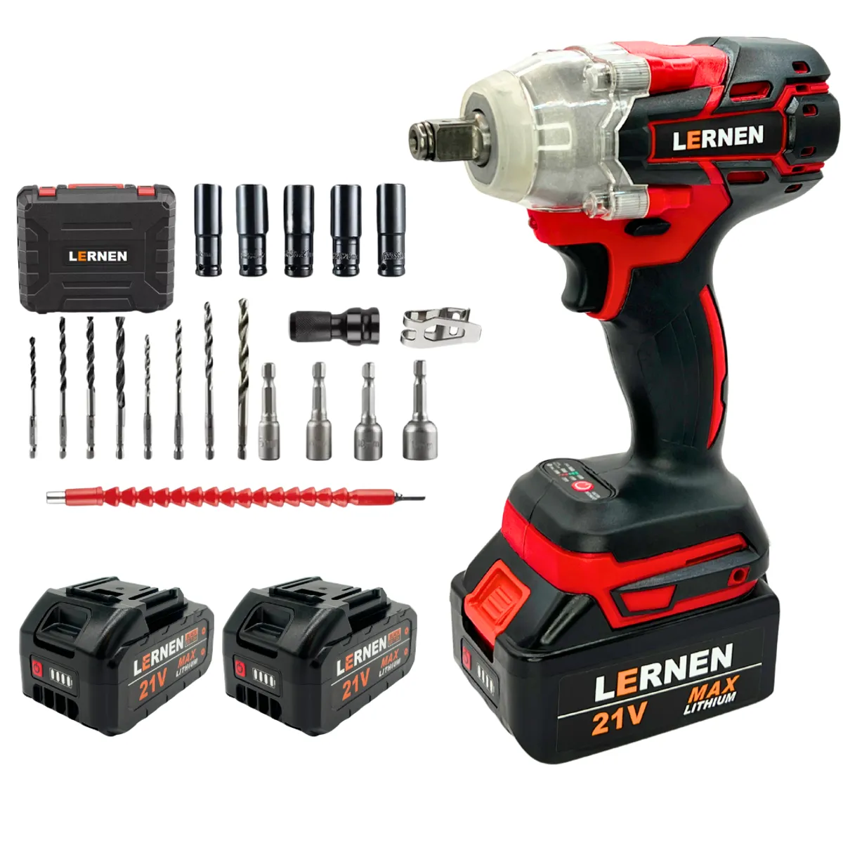 LERNEN - Llave de Impacto 1/2 Con 2 Baterías Y Accesorios