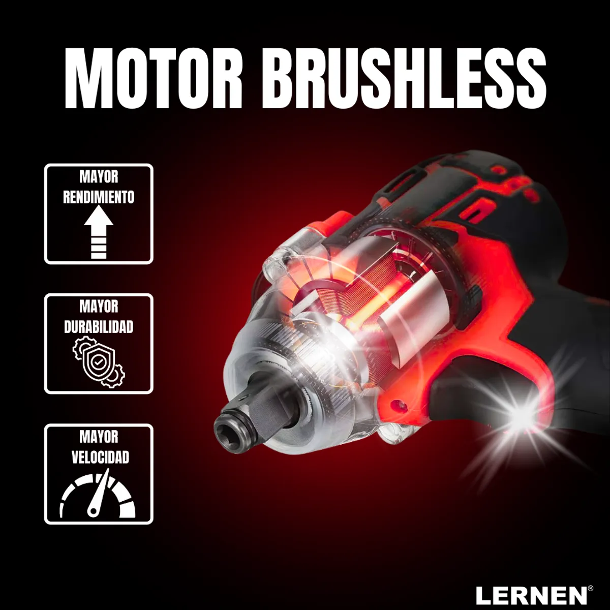 LERNEN - Llave de Impacto 1/2 Con 2 Baterías Y Accesorios