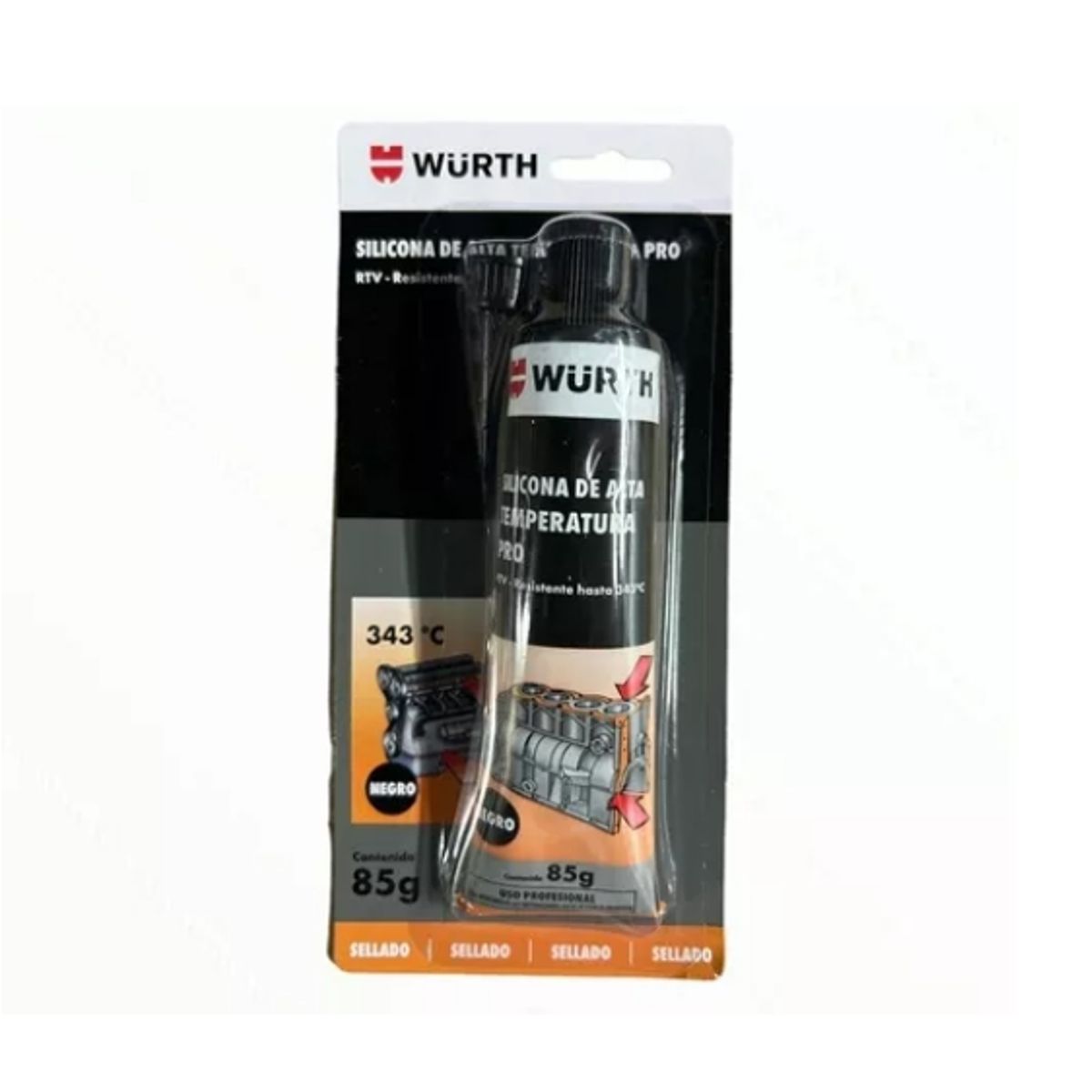 WURTH - Silicona Wurth Negra De Alta Temperatura Pro 85g