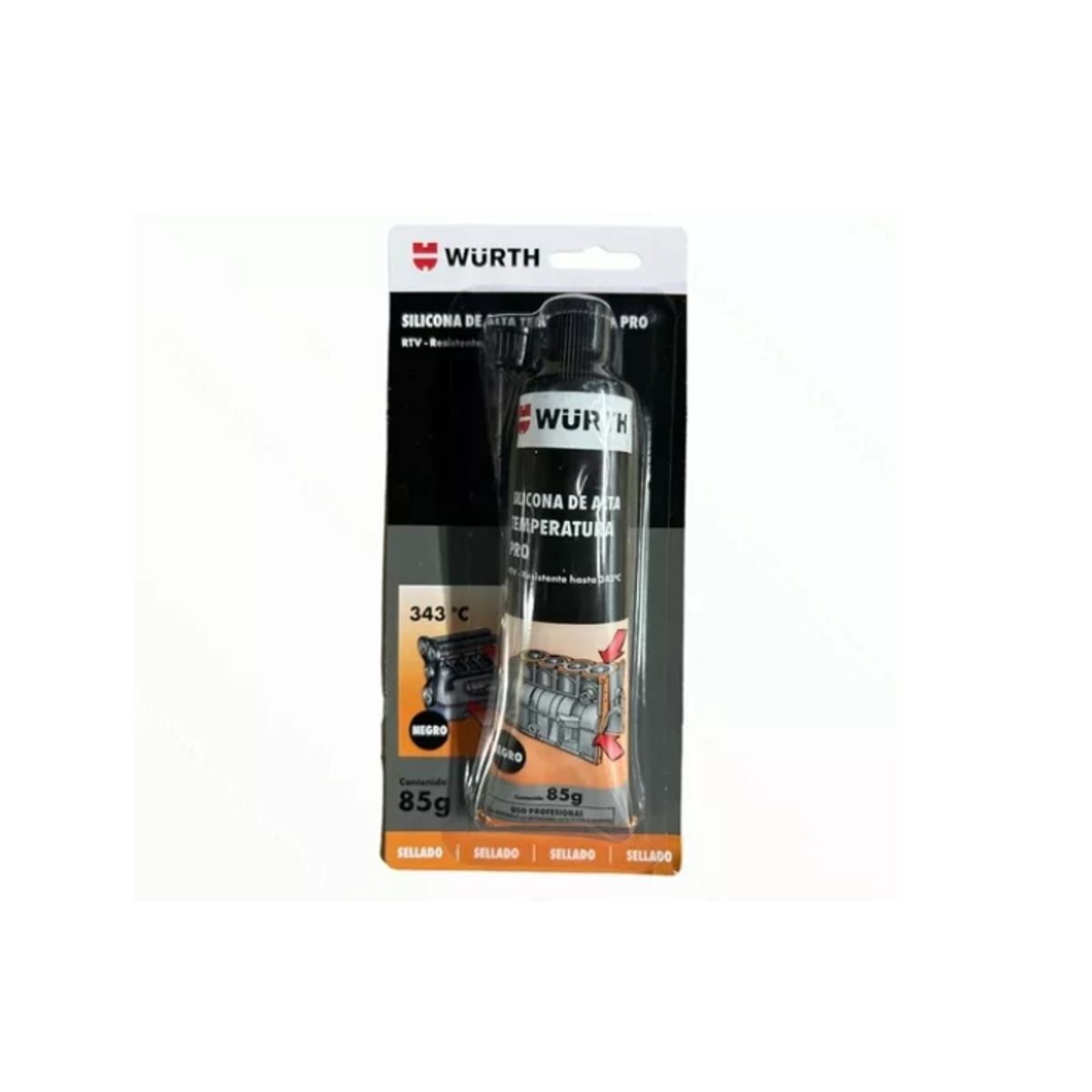 WURTH - Silicona Wurth Negra De Alta Temperatura Pro 85g