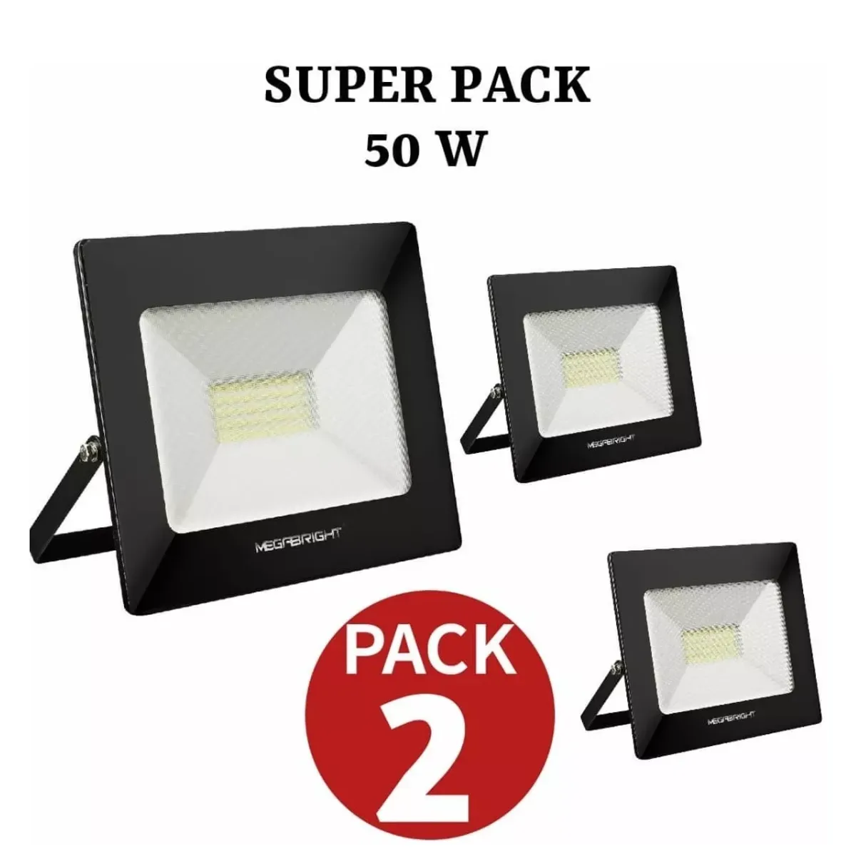 MEGABRIGHT - Foco Proyector Led 50w Exterior Pack 2 Unidades LUZ FRIA