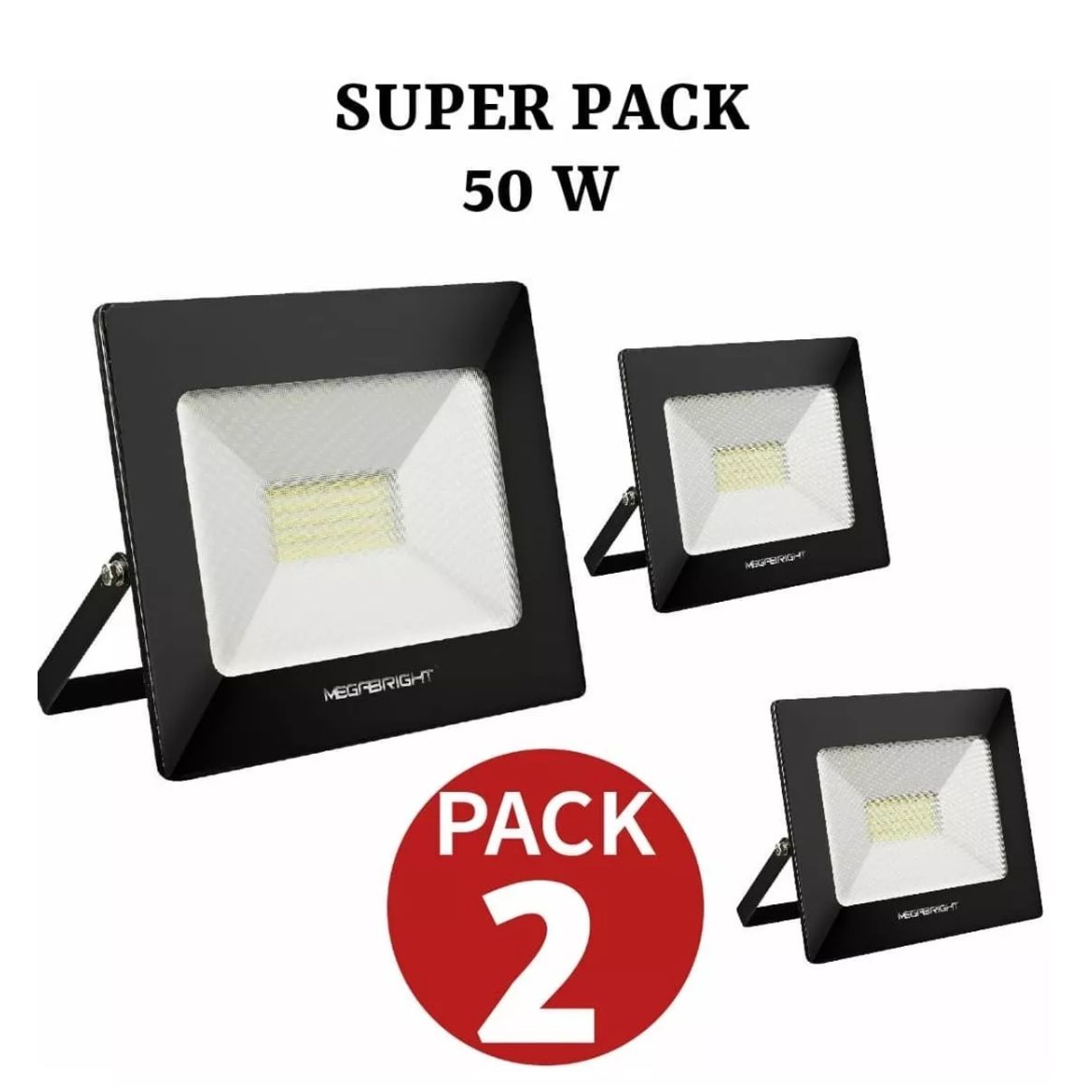 MEGABRIGHT - Foco Proyector Led 50w Exterior Pack 2 Unidades LUZ FRIA