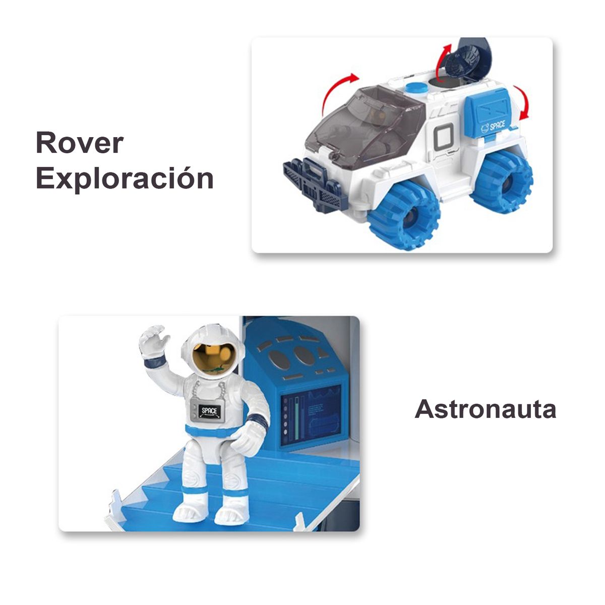 BABYLUNA - Juguete Niños Exploración Espacial, Naves, Aviones, Radar, 11 Piezas-