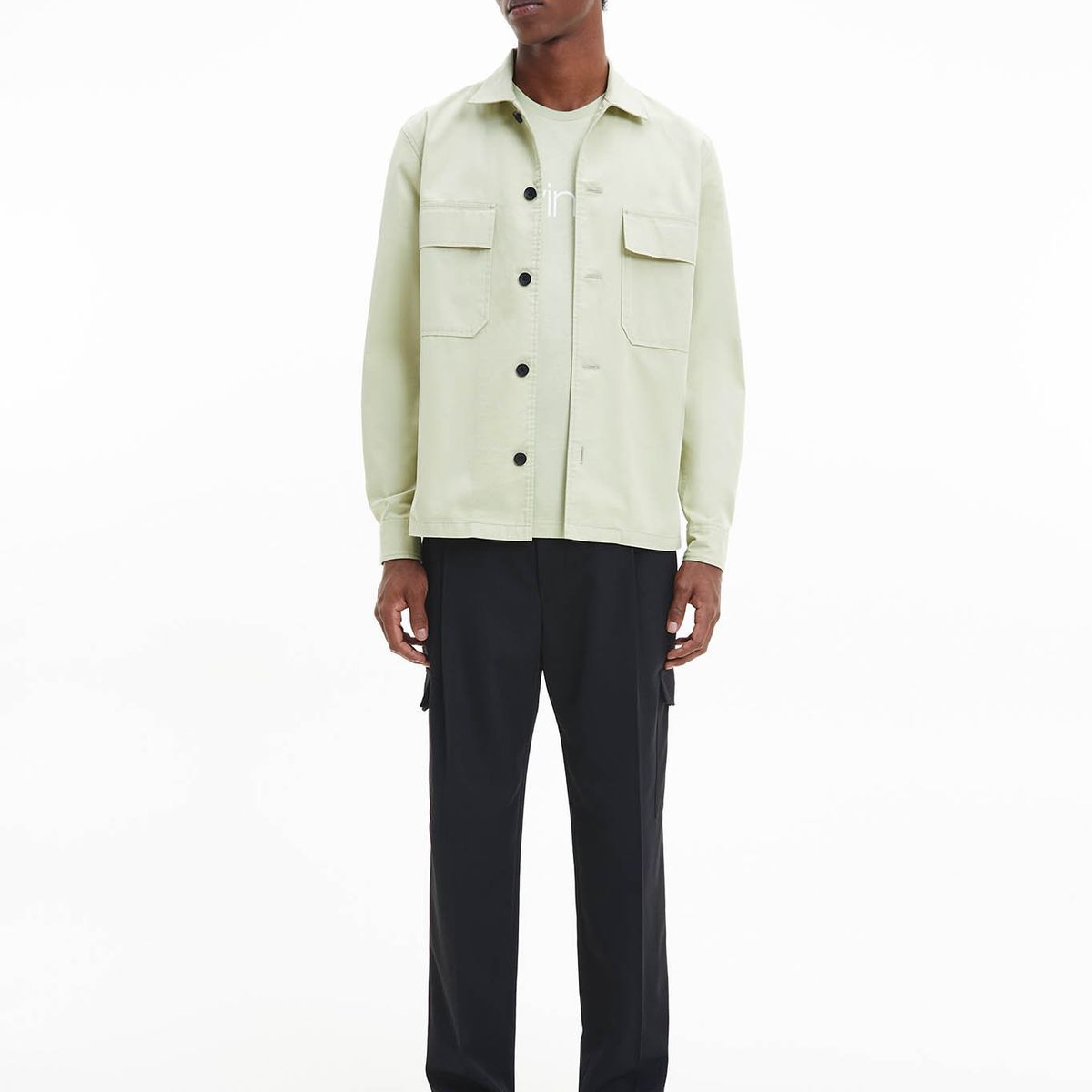 CALVIN KLEIN - Chaqueta estilo camisa de mezcla de sarga Verde Calvin Klein