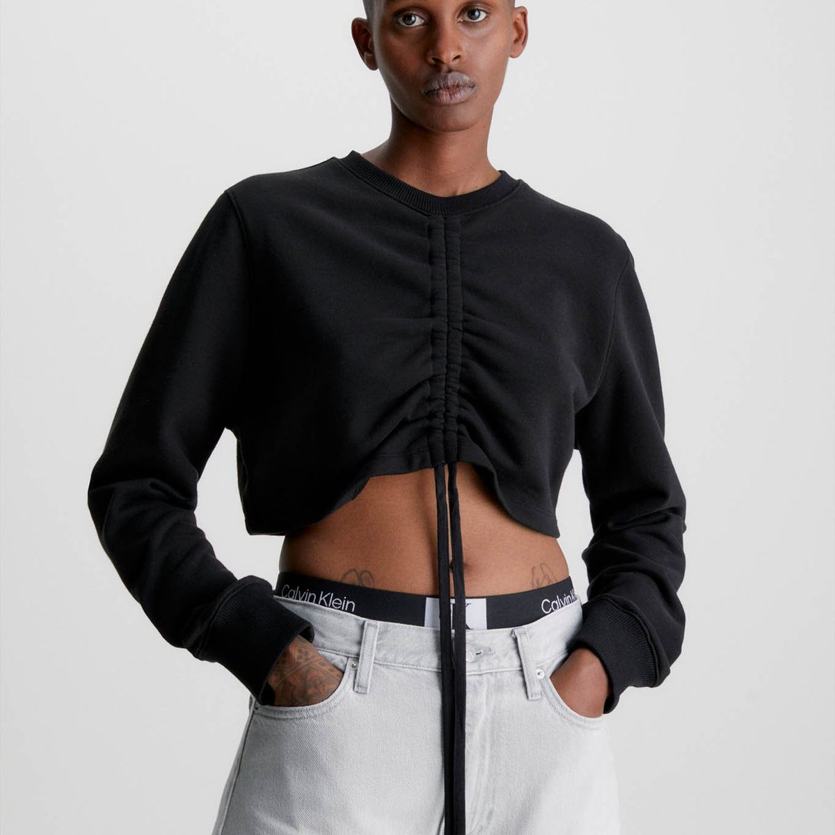 CALVIN KLEIN - Sudadera cropped con cordón Negro Calvin Klein