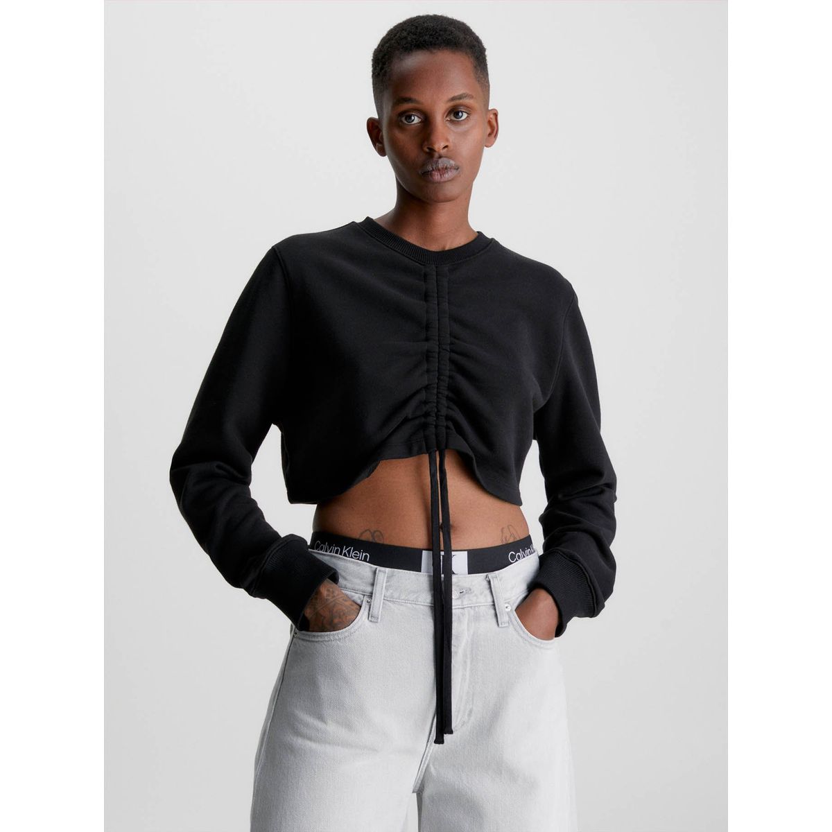 CALVIN KLEIN - Sudadera cropped con cordón Negro Calvin Klein