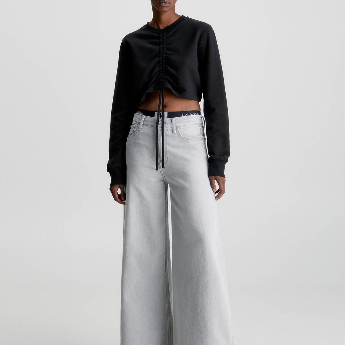 CALVIN KLEIN - Sudadera cropped con cordón Negro Calvin Klein